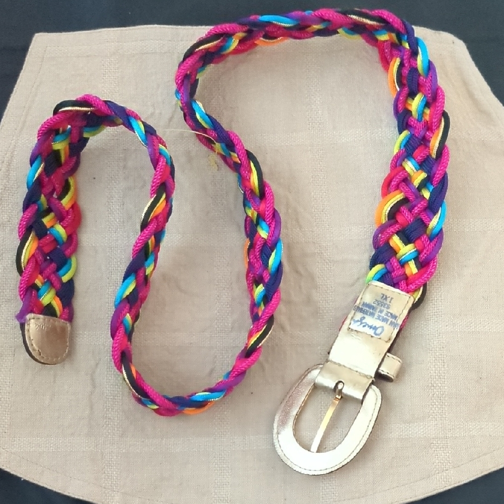 Omega Vibrant Multicolor Braided Women's Belt Man Made Materials Only $12